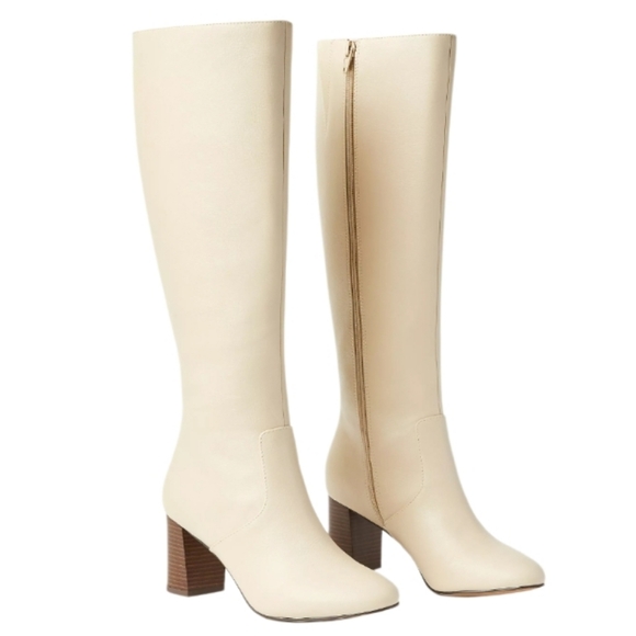 NEW! ANN TAYLOR LOFT Ivory  Heeled Tall Boots 8.5. - Picture 1 of 7